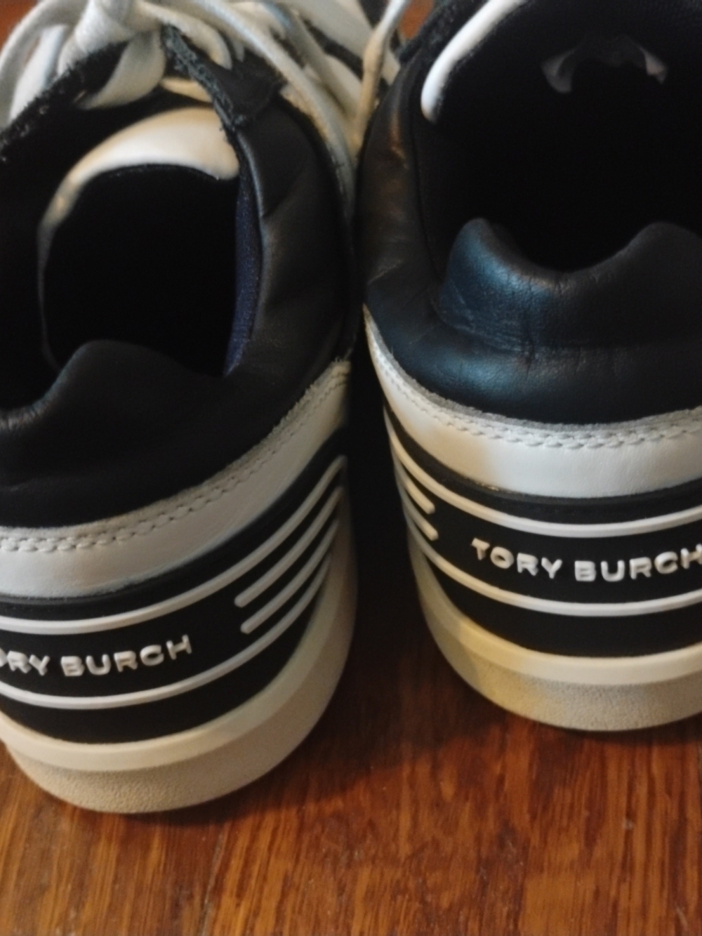 Tory Burch Black and White Logo Low-Top Sneakers